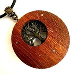 Wood tree of life pendant necklace on cord Photo 6