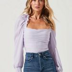 ASTR  The Label Tonina Puff-Sleeve Square-Neck Top – Pale Purple, Size M, NWT Photo 1