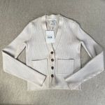 ANINE BING NWT  Layla Cream Button‎ Up Cardigan Sweater Ribbed Small New Photo 1