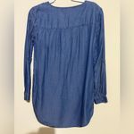 🎄Bass Long sleeve Top with Embroidered Neckline and side slits Blue Photo 3