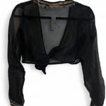 Black Silk Embroidered/Beaded Bolero Jacket Women's Size M/L Y2K Deadstock Boho Size L Photo 1