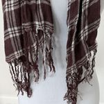 Source Unknown Brown Plaid Scarf with Fringe Photo 3