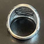 Round black obsidian S925 silver ring size 7.5 Photo 3