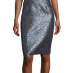 RICKIE FREEMAN FOR TERI JON Rickie Metallic Puff Sleeve Sheath Dress Size 8 Gold Photo 0