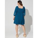 Torrid Legion Blue Floral Smocked Mini Crinkle Gauze Blouson Sleeve Dress 4X Photo 1