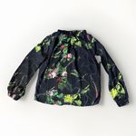 Babaton Aritizia  Botanical Floral Print Blouse Smocked  Sleeve Shirt Chiffon XS Photo 1
