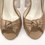 Michaelangelo  Peep toe satin heels, Size 9 formal bow beige taupe neutral Photo 6