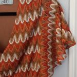 Judith March Coral, Tan and Cream Knit Zig Zag Striped Mini Dress Photo 14
