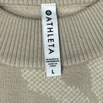 Athleta Tan Camo Camouflage Crew Neck Wool Blend Jacquard Pullover Sweater sz L Photo 9