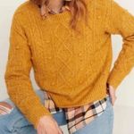 Old Navy NWT Cable Knit Crew Popcorn Sweater, wool blend mustard Sz M, 23” p2p Photo 0