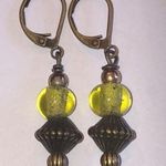 Vintage Style Light Green and Bronze Earrings Yellow Photo 0