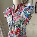 Pinch Paige Bright Days Ahead Floral Cotton Blouson Flutter Dress $98 L Blue Size L Photo 5