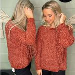 NWT BiBi Chenille Fringe Longsleeve Sweater Boho Western in Vintage Brick XL Orange Photo 2
