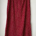 Norton Mcnaughton Vintage 90s  Petite Red Leaf Print Midi Skirt Peitie Medium Photo 0