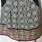 Rhapsody  Geometric Bohemian Mini Dress Size L Smocked Boho Chic Photo 2