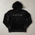 Bebe  SPORT Women’s Athleisure Velour Casual Pullover Rhinestoned Hoodie Photo 0