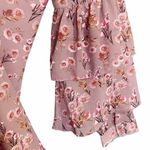 Lulus Day Date Mauve Floral Print Tiered Flounce Sleeve Mini Dress Size Medium Pink Photo 6