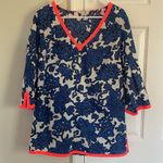 Boden Lilian Kaftan Blue Swim Cover Tunic Top Women's Size 12 Beach Resort Wear Photo 1