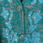 Storybook Knits Blue Sequin Button Front Collared Cardigan Sweater NWT Small Photo 1