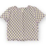 NWOT Checkered Mesh Purple/White Short Sleeve Top Purple Size M Photo 1