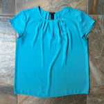 Ann Taylor Women's Turquoise Blouse Size Medium Short Sleeves Photo 0