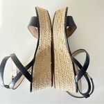 Michael Kors  Women’s Black Leather Wedge Platform Sandals Ankle Strap Size 9.5 M Photo 6