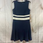 Ralph Lauren LAUREN  Navy with Cream Stripes Flare Bottom Shift Dress Size 10 Photo 2