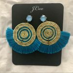 J.Crew Rare Rope Fan Earrings Prussian Blue Gold $65 NWT Photo 3