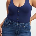 Good American  Good Touch Button-Up Bodysuit in Blue Rinse 6 / 3X NEW Photo 0