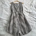 Donna Mizani stassi linen neutral tan gray v neck sleeveless romper S Photo 11