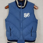 PINK - Victoria's Secret Victoria's Secret PINK Women's Vest XS‎ Blue Graphic Zip Up Quilted Down Puffer Photo 0