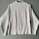 Tahari Mock Neck Ribbed Sweater Gold Button Detail Top S Minimalist Preppy NWOT Photo 0
