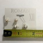 Roman Faux Pearl Stud Earrings Set Of 2 White Photo 2