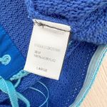 Louna Strapless Lace Up Crochet Knit Cropped Top Blue‎ Size Large Blue Photo 6