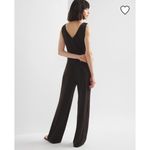 White House | Black Market NWT WHBM Jumpsuit Shirred Shoulder Black Matte Jersey LP Women's Large Petite Photo 1