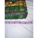 Rasta Boho Wood Beaded Disc Crossbody Bag Multicolor Flower Accent Handmade Brown Photo 9