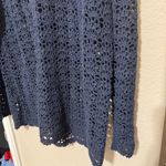 Amanda Smith  Navy Blue Sweater Crochet Open Knit pullover sz M Photo 1