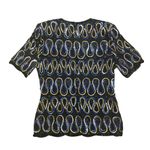 STENAY Vintage Silk Blouse Sequin Dressy Sparkle Evening Black Blue Gold Size S Photo 8