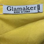 Glamaker Cropped Yellow Long Balloon Sleeve Floral Blouse Top Size Large Photo 9