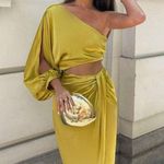 ZARA dress midi maxi asymmetric cut out Satin wedding party coctail Photo 1