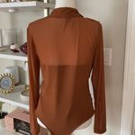Chic Brown Mesh Long Sleeve Bodysuit Size XL Photo 4