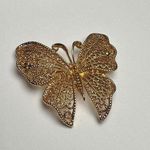 Napier Butterfly Insect Filigree Gold Tone Signed Brooch Pin Photo 1
