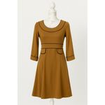 Vertigo Paris Vintage Style Brown‎ Dress With Piping Detail and Pocket Accents Size XS NWT Photo 1
