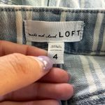 Loft  Striped Denim Mini Skirt Size 4 | Light Wash Blue White Nautical Y2K Photo 3