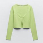 ZARA  Lime Green Ribbed Button Front Cardigan Photo 1