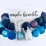 COUPLES | King and Queen Agate Beaded Bracelets Purple Photo 1