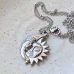 Handmade stainless steel whimsical vintage boho style sun & moon necklace🌛🌞 Photo 5