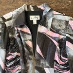 Joseph Ribkoff  Metallic Blazer 10 EUC Pink Black Zip Front Ruched Photo 4