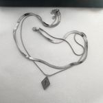 Layered Snake Chain Geometric Rhombus Cross Pendant Necklace for Men Women Silver Photo 3