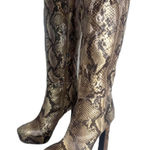 Worthington Boots Womens Size 8 M Snakeskin Knee High Platform Heels mobwife Brown Photo 0